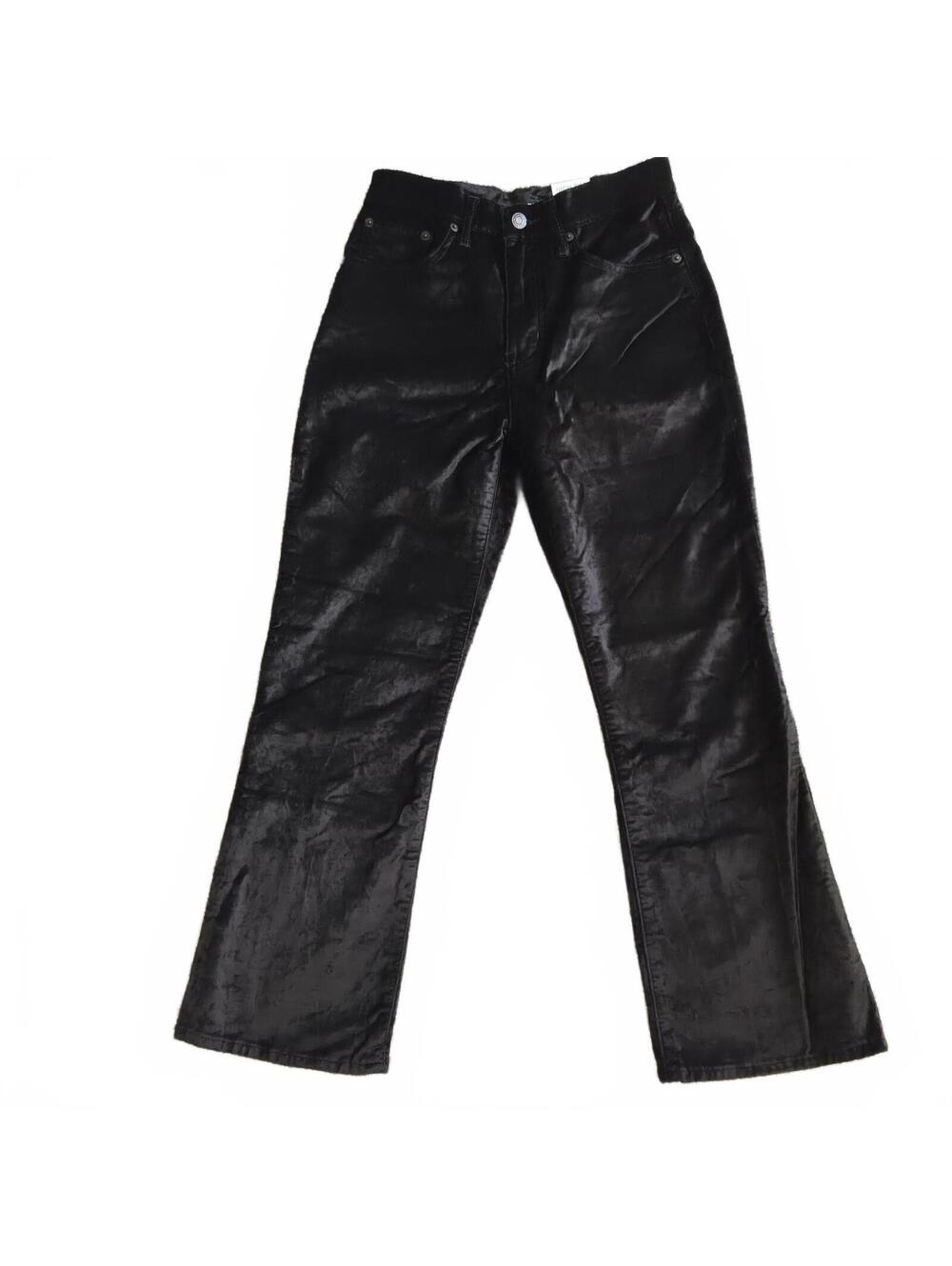 Lucky Brand Bridgette High Rise Crop Mini Boot Black Coated Jeans Size 4/27